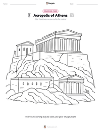 Acropolis of Athens coloring page for kids