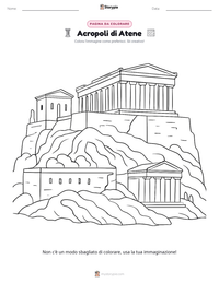 Pagina da colorare di Acropoli di Atene per bambini