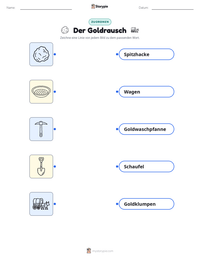 Kalifornischer Goldrausch druckbare Arbeitsblatt Vorschau
