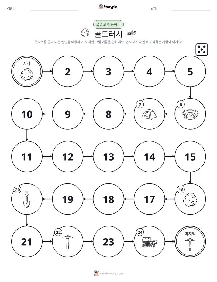 주사위 굴리고 이동하기 게임