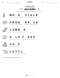 John Sutter printable worksheet preview
