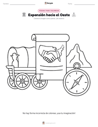 Página para colorear de Expansión hacia el Oeste para niños