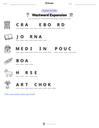 Westward Expansion printable worksheet preview