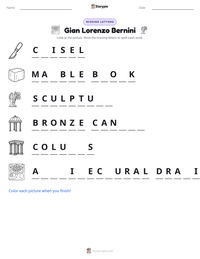Gian Lorenzo Bernini printable worksheet preview