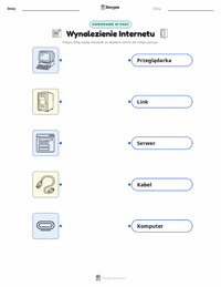Drukowalny arkusz ćwiczeń Wynalezienie Internetu dla dzieci