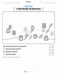 Prévia da folha de atividades imprimível Revolução da Prensa de Impressão