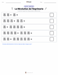 Aperçu de la feuille de travail imprimable Révolution de l'imprimerie