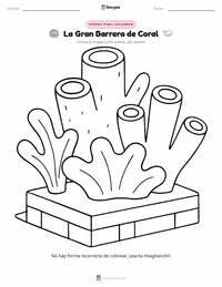 Página para colorear de La Gran Barrera de Coral para niños
