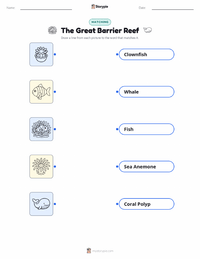 The Great Barrier Reef printable worksheet for kids