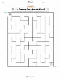 Aperçu de la feuille de travail imprimable La Grande Barrière de corail