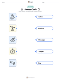James Cook printable worksheet for kids