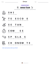 James Cook printable worksheet preview