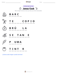 Vista previa de la hoja de trabajo imprimible de James Cook