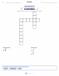 Australien (Kontinent) druckbare Arbeitsblatt Vorschau
