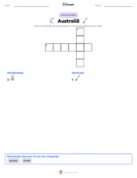 Australië (continent) afdrukbare werkblad voorbeeld