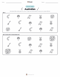 Australien (Kontinent) druckbare Arbeitsblatt Vorschau