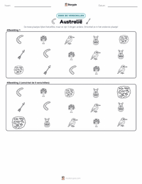 Australië (continent) afdrukbare werkblad voorbeeld