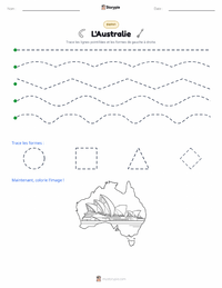 Aperçu de la feuille de travail imprimable Australie (continent)