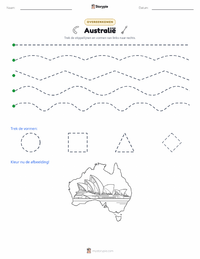 Australië (continent) afdrukbare werkblad voorbeeld
