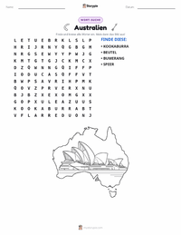 Australien (Kontinent) druckbare Arbeitsblatt Vorschau