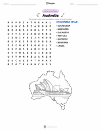 Vista previa de la hoja de trabajo imprimible de Australia (continente)