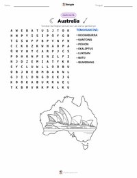 Prabaca lembar kerja cetak Australia (benua)