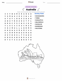 Podgląd drukowalnego arkusza ćwiczeń Australia (kontynent)
