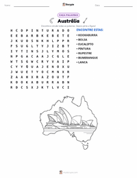 Prévia da folha de atividades imprimível Austrália (continente)