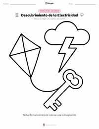Página para colorear de Descubrimiento de la Electricidad para niños