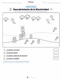 Vista previa de la hoja de trabajo imprimible de Descubrimiento de la Electricidad