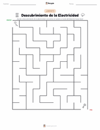 Vista previa de la hoja de trabajo imprimible de Descubrimiento de la Electricidad