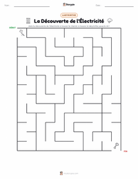 Aperçu de la feuille de travail imprimable Découverte de l'électricité