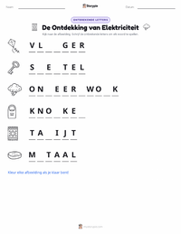 Ontdekking van Elektriciteit afdrukbare werkblad voorbeeld