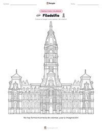 Página para colorear de Filadelfia para niños