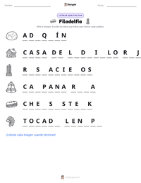 Vista previa de la hoja de trabajo imprimible de Filadelfia