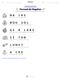 Aperçu de la feuille de travail imprimable Fernand de Magellan