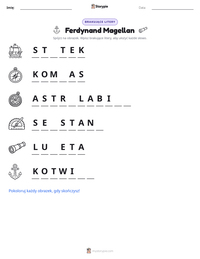 Podgląd drukowalnego arkusza ćwiczeń Ferdynand Magellan