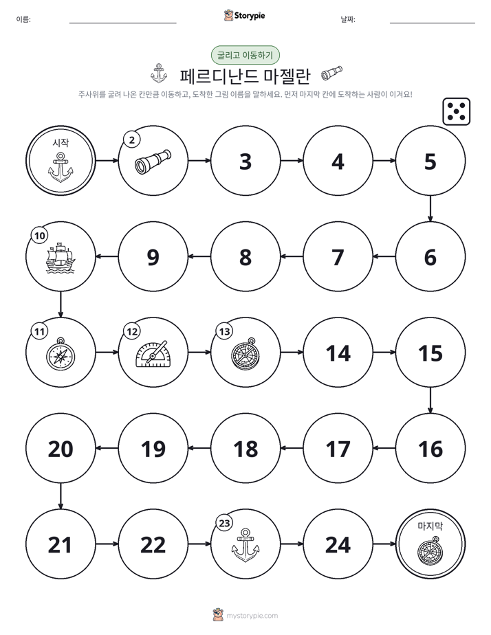 주사위 굴리고 이동하기 게임