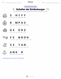 Zeitalter der Entdeckungen druckbare Arbeitsblatt Vorschau
