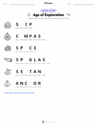 Age of Exploration printable worksheet preview