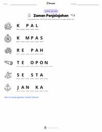 Prabaca lembar kerja cetak Zaman Penjelajahan