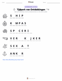 Tijdperk van de Ontdekkingsreizen afdrukbare werkblad voorbeeld