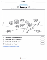 Aperçu de la feuille de travail imprimable Boussole