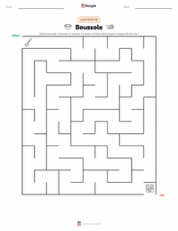 Aperçu de la feuille de travail imprimable Boussole