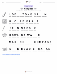 Compass printable worksheet for kids