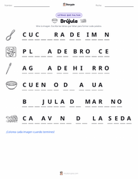 Hoja de trabajo imprimible de Brújula para niños