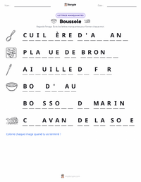 Aperçu de la feuille de travail imprimable Boussole