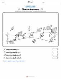 Aperçu de la feuille de travail imprimable Fleuve Amazone
