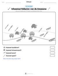Inheemse Volkeren van de Amazone afdrukbare werkblad voorbeeld