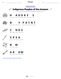 Indigenous Peoples of the Amazon printable worksheet preview